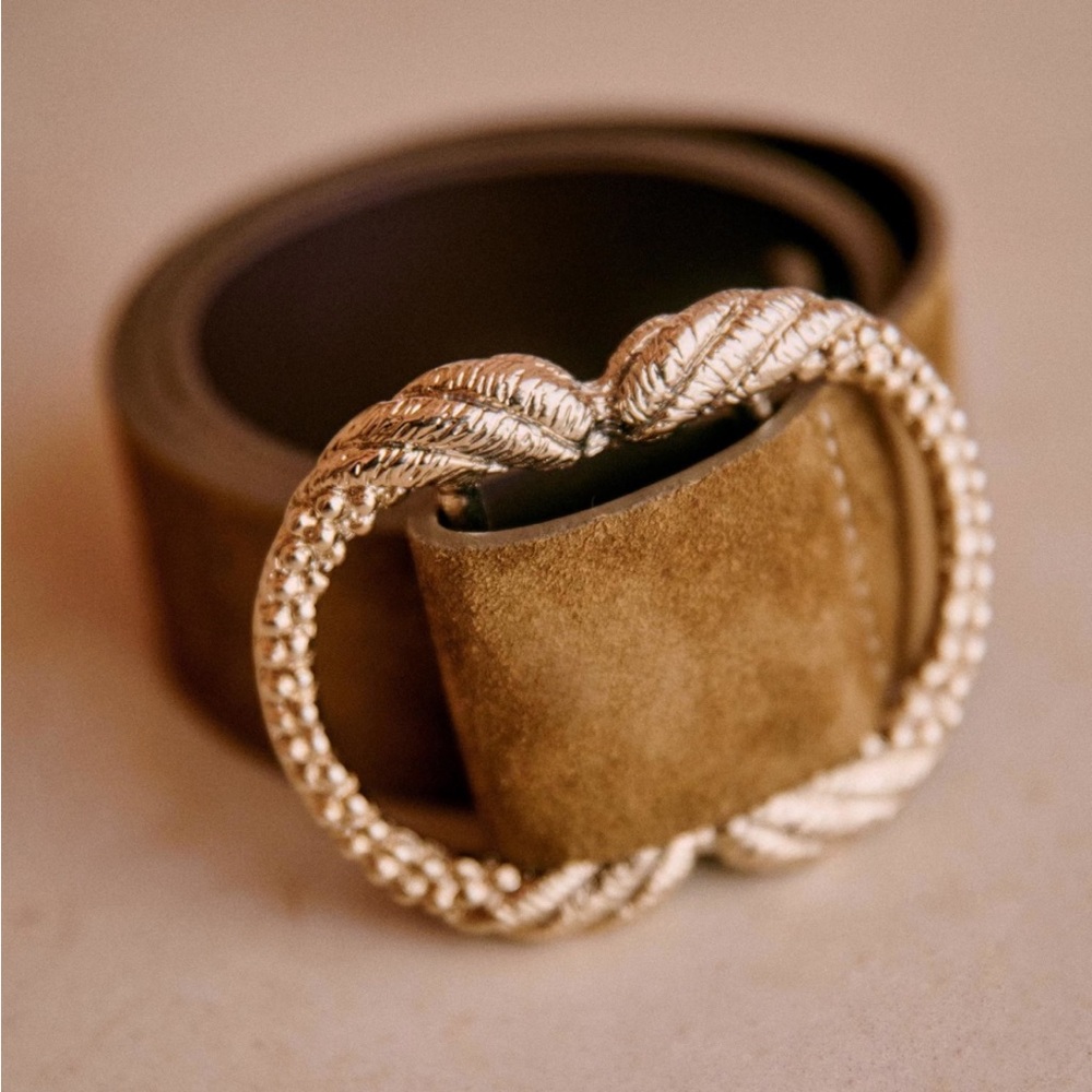 Sezane Artemis Taupe Suede Belt